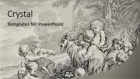  Presentation with feast - Amazing PPT theme having allegory - antique illustration depicting bacchus feast backdrop and a light gray colored foreground