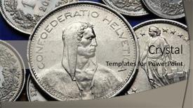  Presentation with switzerland - Slides featuring allegory - coins of switzerland alpine herdsmen background and a light gray colored foreground