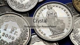  Presentation with switzerland - PPT theme with allegory - coins of switzerland standing helvetia background and a light gray colored foreground