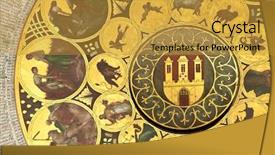  Presentation with prague astronomical clock - Cool new slide deck with allegory - detail of a astronomical clock backdrop and a gold colored foreground