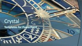  Presentation with prague astronomical clock - Presentation with allegory - detail of astronomical clock background and a ocean colored foreground