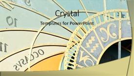  Presentation with prague astronomical clock - Amazing PPT theme having allegory - detail of astronomical clock backdrop and a soft green colored foreground