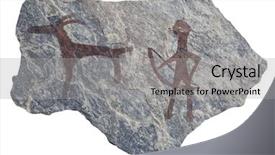  Presentation with old age - Presentation having allegory - old ancient petroglyph bronze age background and a light gray colored foreground