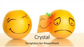  Presentation with sad - Colorful slides enhanced with allegory - smiling and sad oranges backdrop and a yellow colored foreground