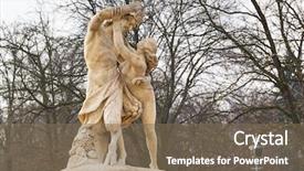  Presentation with park - Beautiful presentation design featuring allegory - statue of nymph catching grapes backdrop and a violet colored foreground