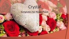  Presentation with heart flowers - Slide set having allegory - still life - flowers background and a coral colored foreground