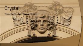  Presentation with happy sad mask face - Cool new presentation theme with allegory of industry a stucco backdrop and a coral colored foreground