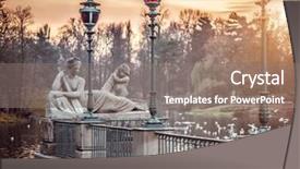  Presentation with river - Slide deck featuring allegory of the visla river background and a gray colored foreground