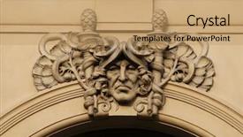  Presentation with happy sad mask face - Amazing PPT layouts having allegory of trade a stucco backdrop and a coral colored foreground