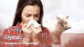  Presentation with cats - Cool new slide deck with allergy - young woman with tissue backdrop and a coral colored foreground
