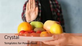  Presentation with allergy - PPT layouts featuring diseases vegetables - allergy concept young man refusing background and a red colored foreground