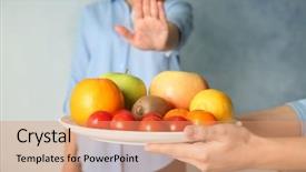  Presentation with allergy - Cool new theme with allergy concept young woman refusing backdrop and a coral colored foreground