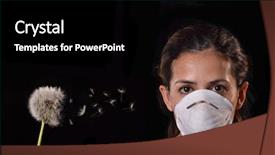  Presentation with mask - Presentation consisting of soct saving - woman using protective mask background and a black colored foreground