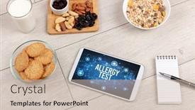  Presentation with allergy food - Beautiful PPT layouts featuring allergy-test-concept-in-tablet backdrop and a soft green colored foreground