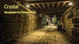  Presentation with urban train - Audience pleasing presentation consisting of alley and vintage train bridge backdrop and a wine colored foreground