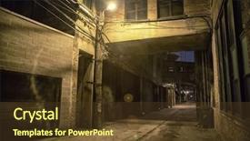  Presentation with dark night - Slides with alley scene with an eerie background and a tawny brown colored foreground