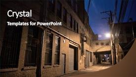  Presentation with ghetto gritty dark chicago city - Presentation theme having alley scene with an eerie background and a wine colored foreground