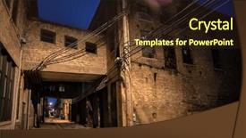  Presentation with dark night - Amazing PPT theme having alley scene with an eerie backdrop and a wine colored foreground