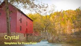 Presentation with spring water - Colorful PPT theme enhanced with alley spring mill house backdrop and a tawny brown colored foreground