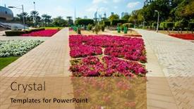  Presentation with beds - Beautiful presentation featuring alleys-and-flowe-beds backdrop and a coral colored foreground