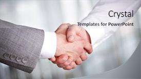  Presentation with partners - PPT theme with alliance - image of handshaking of business background and a sky blue colored foreground