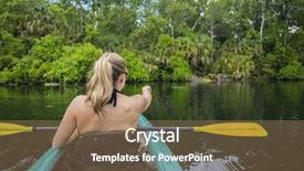  Presentation with water river - Beautiful slide deck featuring alligators - woman kayaker pointing backdrop and a coral colored foreground