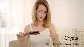  Presentation with hair loss - Presentation design having allopecia - beautiful young woman with hair background and a coral colored foreground