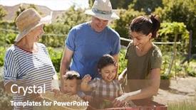  Presentation with grandparents - Theme enhanced with allotting persons - grandparents with adult daughter background and a coral colored foreground