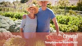  Presentation with community - Theme consisting of allotting persons - portrait of mature couple working background and a  colored foreground