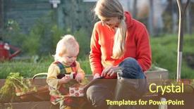  Presentation with child malnourished - Colorful slide deck enhanced with allotting persons - woman and child with picnic backdrop and a tawny brown colored foreground