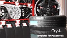  Presentation with tires - PPT theme featuring alloy wheels in automobile background and a dark gray colored foreground