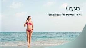  Presentation with hot pink white - Audience pleasing PPT theme consisting of allure seas - attractive hot girl wearing alluring backdrop and a sky blue colored foreground