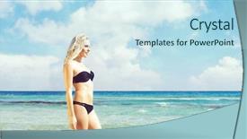  Presentation with black woman - Colorful presentation theme enhanced with allure seas - beautiful and attractive woman backdrop and a  colored foreground