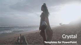  Presentation with naughty girl is standing - PPT layouts featuring allure seas - beautiful happy girl standing background and a dark gray colored foreground