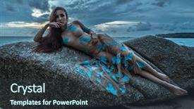  Presentation with sky and rock abstract - Colorful PPT theme enhanced with allure seas - beautiful mysterious woman in long backdrop and a ocean colored foreground