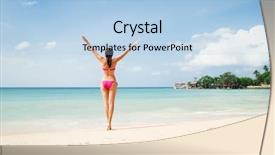  Presentation with slim body - Cool new slides with allure seas - beautiful woman in alluring pink backdrop and a light blue colored foreground
