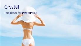  Presentation with lactation young woman breastfeeding - Amazing PPT theme having allure seas - beautiful young woman in alluring backdrop and a  colored foreground