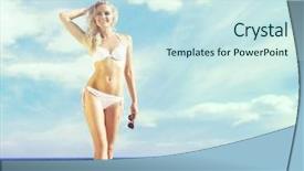  Presentation with old big bike on white - Slides enhanced with allure seas - gorgeous and beautiful girl background and a  colored foreground