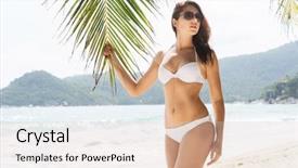  Presentation with palm beach - PPT layouts having allure seas - hot and beautiful girl wearing background and a lemonade colored foreground