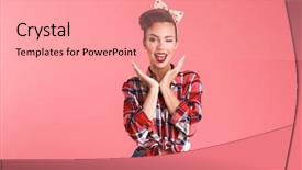  Presentation with beautiful black women smiling - Colorful slide deck enhanced with alluring - portrait of a smiling beautiful backdrop and a coral colored foreground