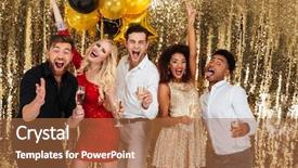  Presentation with joyful - PPT theme having alluring - portrait of a smiling joyful background and a coral colored foreground