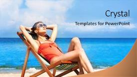  Presentation with sun - Amazing PPT theme having alluring swimsuit getting a sun backdrop and a light blue colored foreground