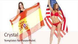  Presentation with usa flag - Slide deck consisting of ally flags - beautiful blonde woman in red background and a lemonade colored foreground