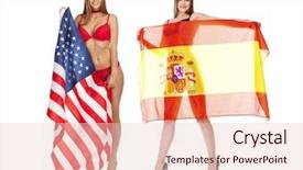  Presentation with usa flag - Beautiful PPT layouts featuring ally flags - beautiful blonde woman in red backdrop and a lemonade colored foreground