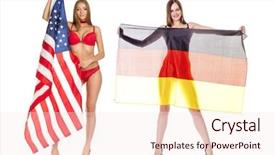  Presentation with sexy santa woman red - Presentation theme having ally flags - beautiful blonde woman in red background and a sky blue colored foreground