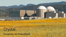 Presentation with nuclear power - PPT theme consisting of almaraz nuclear power plant background and a gold colored foreground