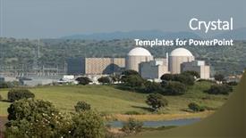  Presentation with plant nuclear - PPT layouts having almaraz nuclear power plant background and a gray colored foreground