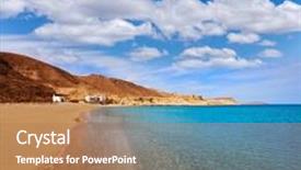  Presentation with mediterranean - Amazing PPT theme having almeria-in-cabo-de-gata backdrop and a coral colored foreground