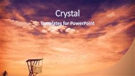  Presentation with lifeguard - Cool new slide deck with almeria mojacar beach lifeguard in mediterranean sea of spain backdrop and a navy blue colored foreground