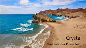  Presentation with southern beach grass - Cool new slide set with almeria playa del monsul beach backdrop and a coral colored foreground